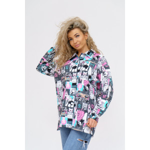 Рубашка женская 942 "Аниме" футер 2-х нитка с начесом (последний размер) 50 Рубашка женская 942 "Аниме" футер 2-х нитка с начесом (последний размер) 50