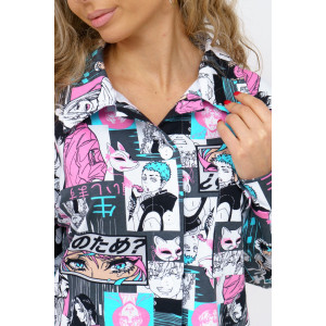 Рубашка женская 942 "Аниме" футер 2-х нитка с начесом (последний размер) 50 Рубашка женская 942 "Аниме" футер 2-х нитка с начесом (последний размер) 50