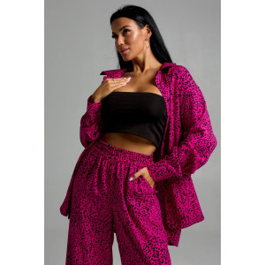 Костюм двойка женский "Рошель" штапель (последний размер) леопард фуксия 46-48,50-52,54-56 Костюм двойка женский "Рошель" штапель (последний размер) леопард фуксия 46-48,50-52,54-56