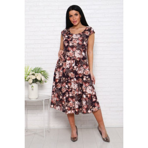 Платье женское П-8 кулирка (последний размер) пионы на коричневом 54 Платье женское П-8 кулирка (последний размер) пионы на коричневом 54