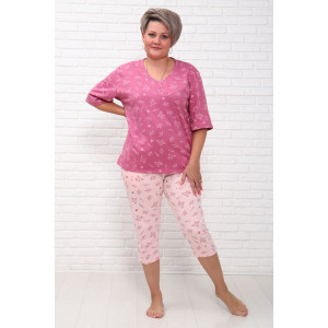 Пижама женская "Мечта БП" кулирка (последний размер) короны на розовом яркий верх 56