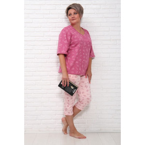 Пижама женская "Мечта БП" кулирка (последний размер) короны на розовом яркий верх 56