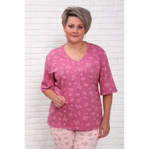 Пижама женская "Мечта БП" кулирка (последний размер) короны на розовом яркий верх 56
