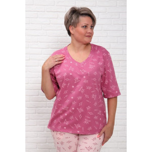 Пижама женская "Мечта БП" кулирка (последний размер) короны на розовом яркий верх 56