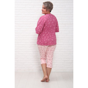 Пижама женская "Мечта БП" кулирка (последний размер) короны на розовом яркий верх 56