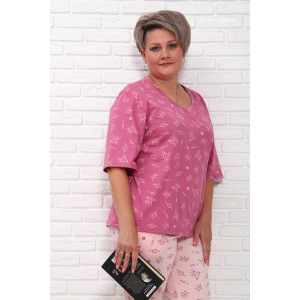 Пижама женская "Мечта БП" кулирка (последний размер) короны на розовом яркий верх 56
