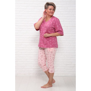 Пижама женская "Мечта БП" кулирка (последний размер) короны на розовом яркий верх 56