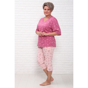 Пижама женская "Мечта БП" кулирка (последний размер) короны на розовом яркий верх 56