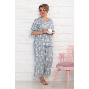 Костюм двойка женский "Джина буквы" кулирка (последний размер) 66,70