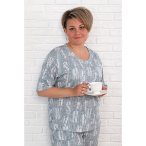 Костюм двойка женский "Джина буквы" кулирка (последний размер) 66,70