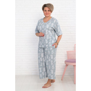 Костюм двойка женский "Джина буквы" кулирка (последний размер) 66,70