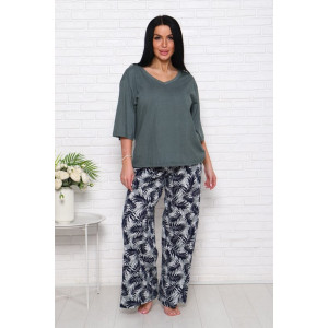 Костюм двойка женский "Джина-2" кулирка (последний размер) листья хаки 58 Костюм двойка женский "Джина-2" кулирка (последний размер) листья хаки 58