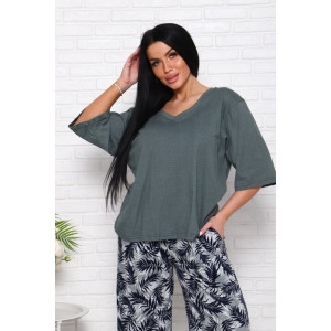 Костюм двойка женский "Джина-2" кулирка (последний размер) листья хаки 58 Костюм двойка женский "Джина-2" кулирка (последний размер) листья хаки 58