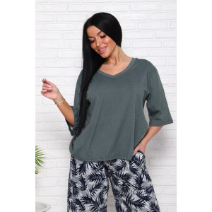 Костюм двойка женский "Джина-2" кулирка (последний размер) листья хаки 58 Костюм двойка женский "Джина-2" кулирка (последний размер) листья хаки 58