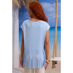 Футболка женская №7494 кашкорсе (р-ры: 42-50) голубой