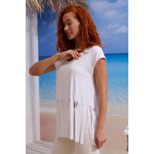 Футболка женская №7494 кашкорсе (р-ры: 42-50) белый