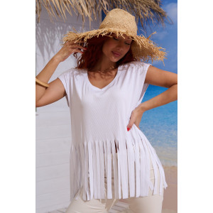 Футболка женская №7494 кашкорсе (р-ры: 42-50) белый