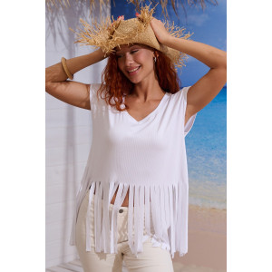 Футболка женская №7494 кашкорсе (р-ры: 42-50) белый