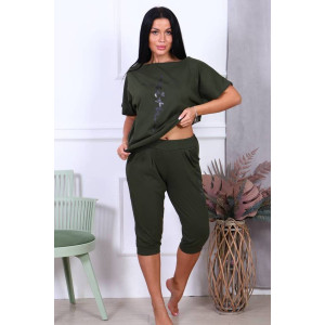 Костюм двойка женский КД-233 кулирка (последний размер) темный хаки 50 Костюм двойка женский КД-233 кулирка (последний размер) темный хаки 50