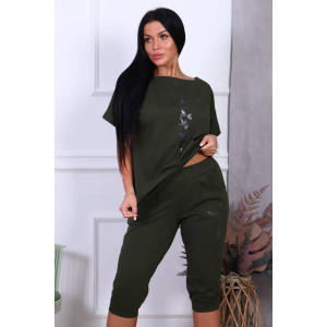 Костюм двойка женский КД-233 кулирка (последний размер) темный хаки 50 Костюм двойка женский КД-233 кулирка (последний размер) темный хаки 50