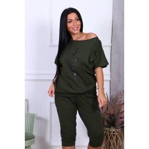 Костюм двойка женский КД-233 кулирка (последний размер) темный хаки 50 Костюм двойка женский КД-233 кулирка (последний размер) темный хаки 50