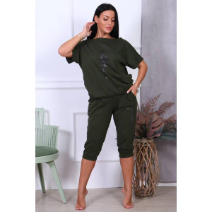 Костюм двойка женский КД-233 кулирка (последний размер) темный хаки 50 Костюм двойка женский КД-233 кулирка (последний размер) темный хаки 50