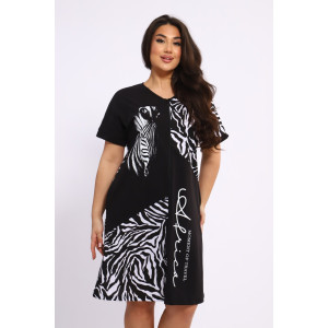 Халат женский Х-00379 кулирка (последний размер) черный-белый 52 Халат женский Х-00379 кулирка (последний размер) черный-белый 52