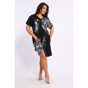 Халат женский Х-00379 кулирка (последний размер) черный-белый 52 Халат женский Х-00379 кулирка (последний размер) черный-белый 52