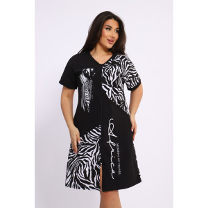 Халат женский Х-00379 кулирка (последний размер) черный-белый 52 Халат женский Х-00379 кулирка (последний размер) черный-белый 52