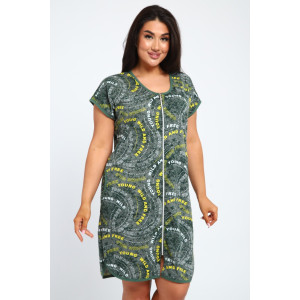 Халат женский Х-00377 кулирка (последний размер) зеленый-белый 46 Халат женский Х-00377 кулирка (последний размер) зеленый-белый 46