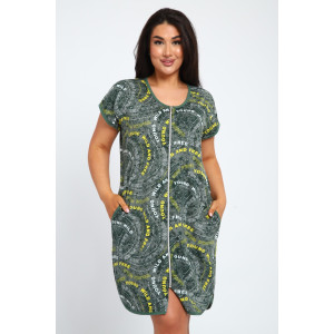 Халат женский Х-00377 кулирка (последний размер) зеленый-белый 46 Халат женский Х-00377 кулирка (последний размер) зеленый-белый 46