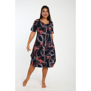 Халат женский Х-00381 кулирка (последний размер) синий-красный 46 Халат женский Х-00381 кулирка (последний размер) синий-красный 46