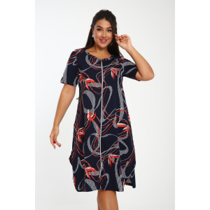 Халат женский Х-00381 кулирка (последний размер) синий-красный 46 Халат женский Х-00381 кулирка (последний размер) синий-красный 46