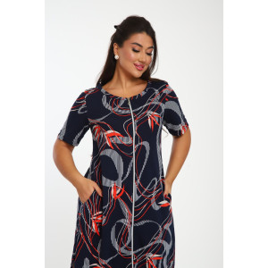 Халат женский Х-00381 кулирка (последний размер) синий-красный 46 Халат женский Х-00381 кулирка (последний размер) синий-красный 46