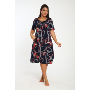 Халат женский Х-00381 кулирка (последний размер) синий-красный 46 Халат женский Х-00381 кулирка (последний размер) синий-красный 46