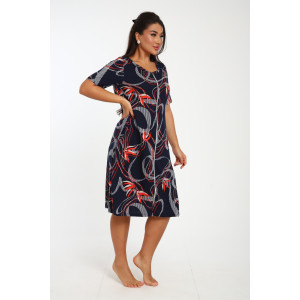 Халат женский Х-00381 кулирка (последний размер) синий-красный 46 Халат женский Х-00381 кулирка (последний размер) синий-красный 46