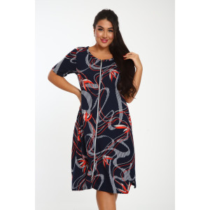 Халат женский Х-00381 кулирка (последний размер) синий-красный 46 Халат женский Х-00381 кулирка (последний размер) синий-красный 46