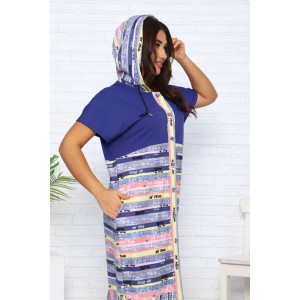 Халат женский Х-371гиг кулирка (последний размер) индиго-розовый 64 Халат женский Х-371гиг кулирка (последний размер) индиго-розовый 64