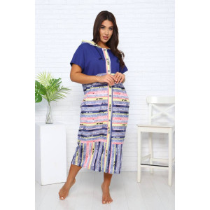 Халат женский Х-371гиг кулирка (последний размер) индиго-розовый 64 Халат женский Х-371гиг кулирка (последний размер) индиго-розовый 64