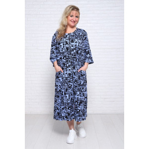 Халат женский Х-00372 кулирка (последний размер) голубой-черный 50 Халат женский Х-00372 кулирка (последний размер) голубой-черный 50