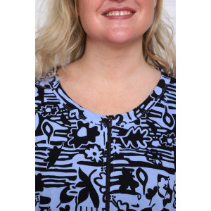 Халат женский Х-00372 кулирка (последний размер) голубой-черный 50 Халат женский Х-00372 кулирка (последний размер) голубой-черный 50