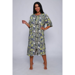 Халат женский Х-372 кулирка (последний размер) оливковый+желтый 70 Халат женский Х-372 кулирка (последний размер) оливковый+желтый 70