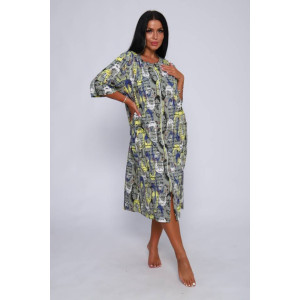 Халат женский Х-371 кулирка (последний размер) оливковый+желтый 52 Халат женский Х-371 кулирка (последний размер) оливковый+желтый 52