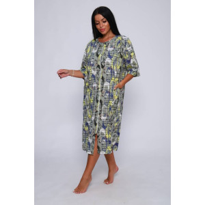 Халат женский Х-371 кулирка (последний размер) оливковый+желтый 52 Халат женский Х-371 кулирка (последний размер) оливковый+желтый 52