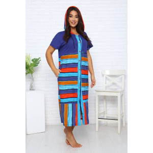 Халат женский Х-371гиг кулирка (последний размер) синий-бирюзовый 52,60 Халат женский Х-371гиг кулирка (последний размер) синий-бирюзовый 52,60