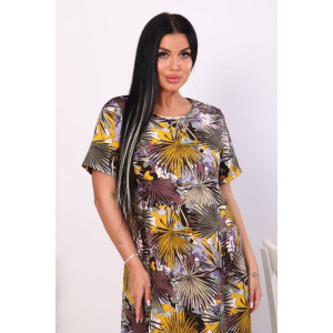 Платье женское П-460 кулирка (последний размер) коричневый+желтый 52,56 Платье женское П-460 кулирка (последний размер) коричневый+желтый 52,56