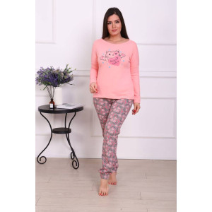 Пижама женская ПЖ-00293 футер с начесом (последний размер) персиковый 52