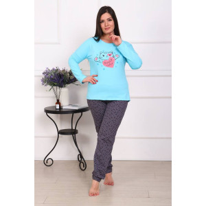 Пижама женская ПЖ-00293 футер с начесом (последний размер) голубой 56