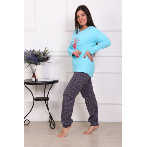 Пижама женская ПЖ-00293 футер с начесом (последний размер) голубой 56