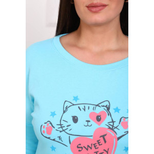 Пижама женская ПЖ-00293 футер с начесом (последний размер) голубой 56